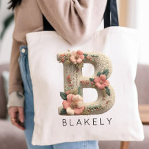 Effet de broderie florale à monogramme personnalis
