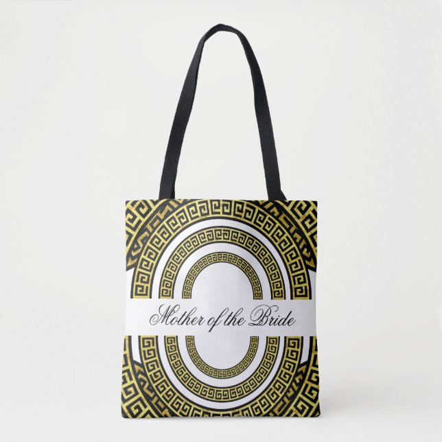 Tote Bag Effet Shimmery Golden Foil Grec Meander Infinity (Devant)