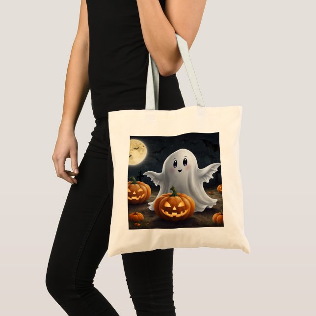 Tote Bag Éffrayant délice : Ghoost Halloween amusant (Devant (produit))