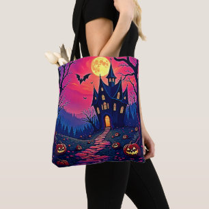 Tote Bag Éffrayant Halloween Haunted Mansion Art