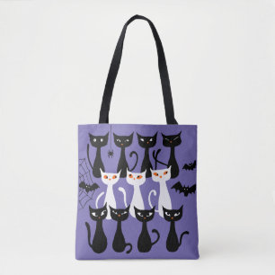 Tote Bag Éffrayant mignon chats noirs moderne Halloween