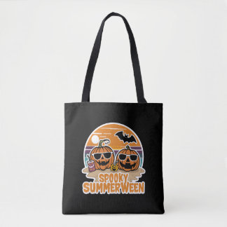 Tote Bag Éffrayant Summerween - citrouilles sur la plage