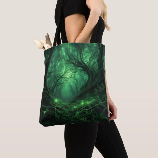 Tote Bag Éffrayante Forêt verte foncée (De près)
