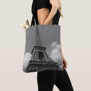 Tote Bag Eiffel nuageux en noir et blanc, 2015