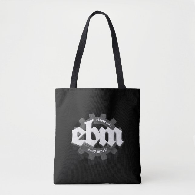 Tote Bag Electronic Body Music EBM lettrage V3 gris (Devant)