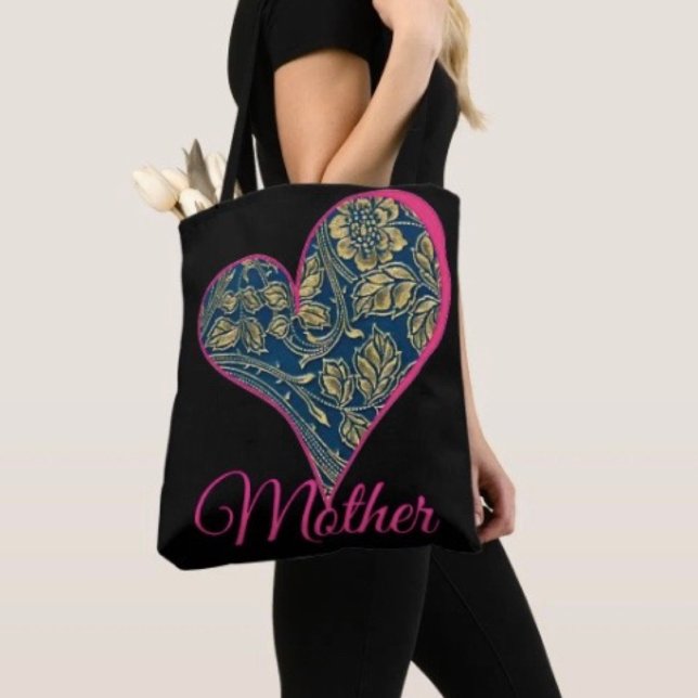 Tote Bag Élégance Bleu Doré  (Chic tote bag for Mom—perfect for errands, shopping, and showing love this Mother’s Day.
)