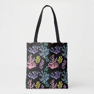 Tote Bag Élégance des récifs de corail : Motif d'aquarelle