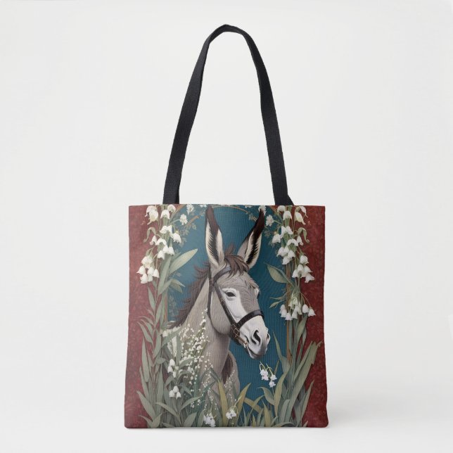 Tote Bag Élégant âne et Lily des fleurs de la vallée (Devant)