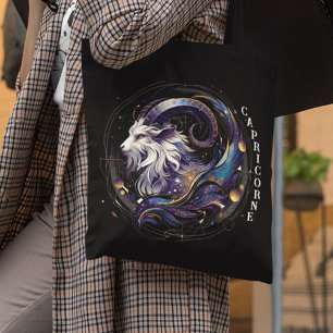 Tote Bag Elégant aquarelle Capricorne Zodiac noir