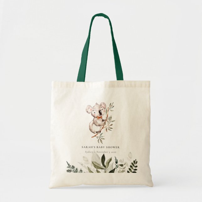 Tote Bag Élégant Baby shower de feuillage Koala Sleepy (Devant)