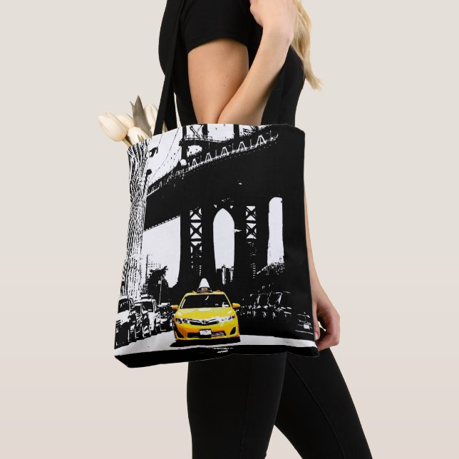 Tote Bag Elégant Black Nyc New York Yellow Taxi Brooklyn (De près)