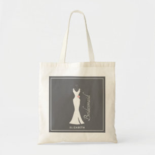 Tote Bag Elégant blanc sur gris - Bridesmaid