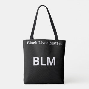 Tote Bag Élégant blanc vie matière BLM texte sur noir
