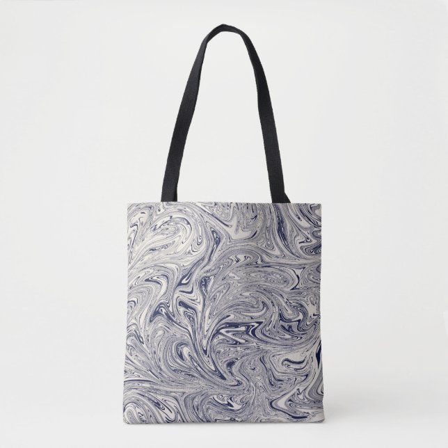 Tote Bag Elégant bleu et Marbre blanc spiral (Devant)