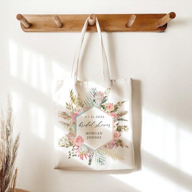 Tote Bag élégant blush bohème floral Baby Shower (Créateur téléchargé)