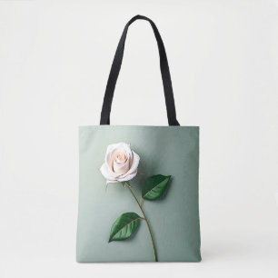 Tote Bag Élégant Botanique de Rose blanche
