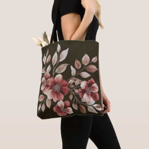 Tote Bag Élégant Bouquet Floral Aquarelle Bourgogne