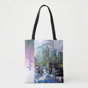 Tote Bag Élégant Central Park NYC Print Blush Nom personn