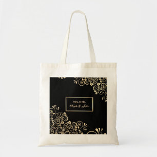 Tote Bag Élégant Chic Fleurs en Or, Cadre