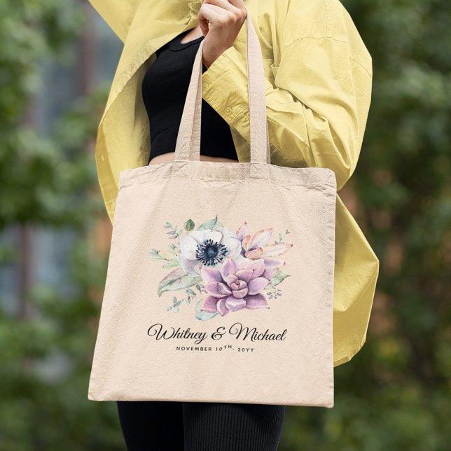 Tote Bag Élégant Chic Succulent Florals Mariage (Créateur téléchargé)