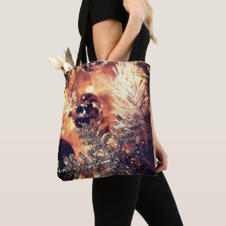 Tote Bag Elegant Christmas Ornament Glow | Festive Holiday 