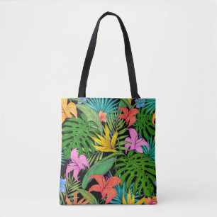 Tote Bag Élégant Colorful été Tropical Floral Feuilles  
