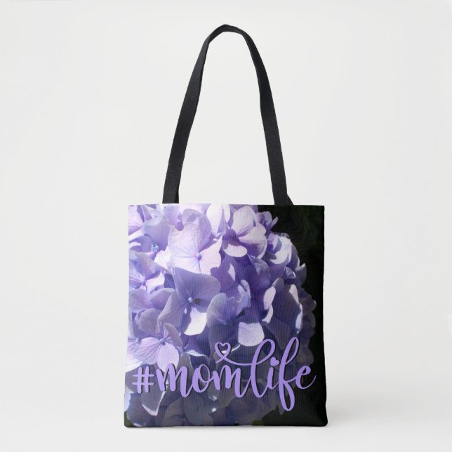 Tote Bag Élégant doux fleurs violettes hydrangées violettes (Devant)