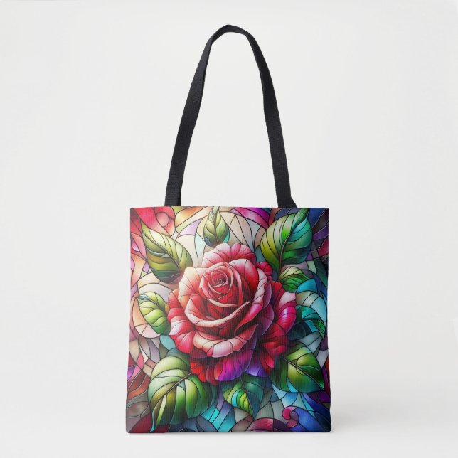 Tote Bag Élégant effet Rose en verre (Devant)