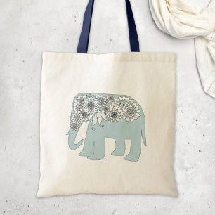 Tote Bag Élégant éléphant bleu Paisley
