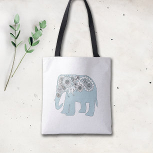 Tote Bag Élégant éléphant bleu Paisley
