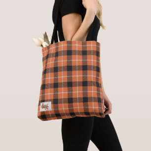Tote Bag Élégant Épaule Plaid couleur orange et noire