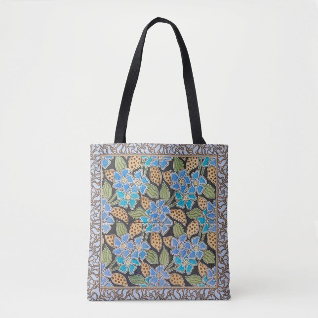 Tote Bag Élégant Fleur Bleu Périwinkle Floral Classic (Devant)