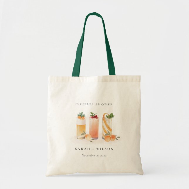 Tote Bag Elégant Fruit Cocktail Couples Orange Douche (Devant)