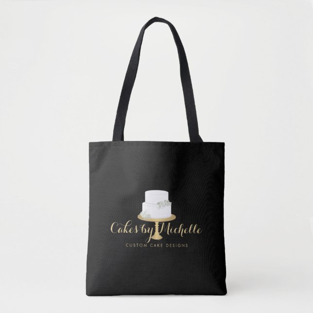 Tote Bag Elégant gâteau blanc avec boulangerie Florals II (Devant)