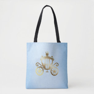Tote Bag Elégant Gold Carriage Blue Storybook Princesse