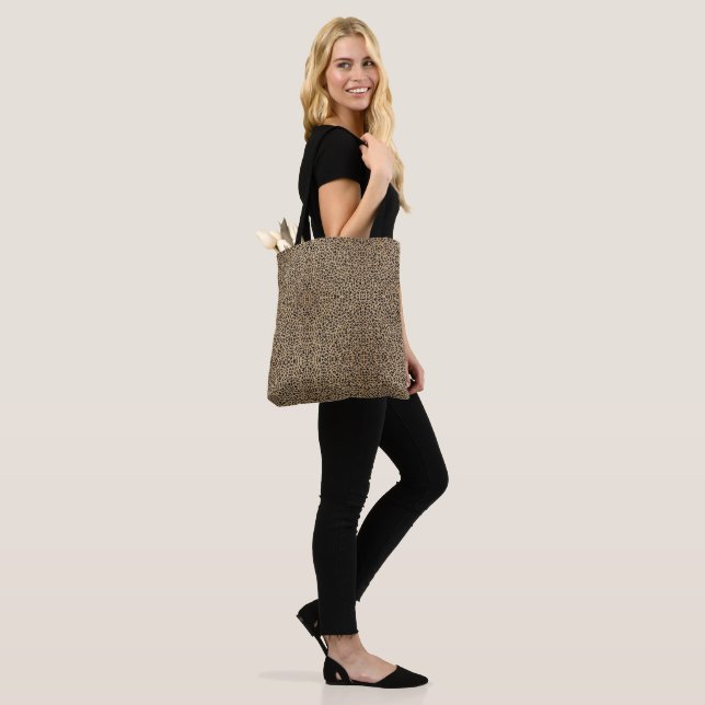 Tote Bag Elegant Gold Glitter Black Leopard Print (Sur le modèle)