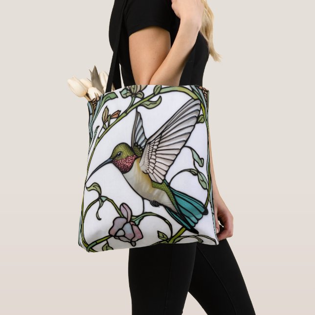 Tote Bag Elegant hummingbird artwork botanical boho chic (De près)