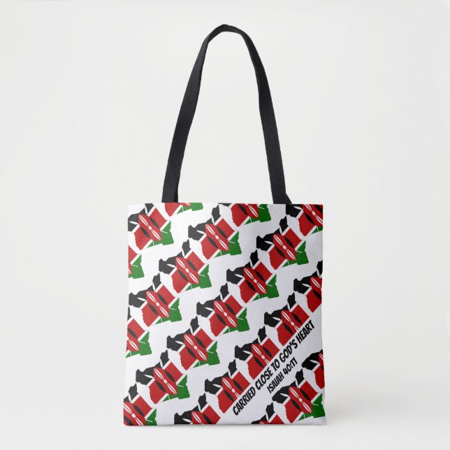 Tote Bag Élégant KENYA DRAPEAU Écriture chrétienne Isaiah (Devant)