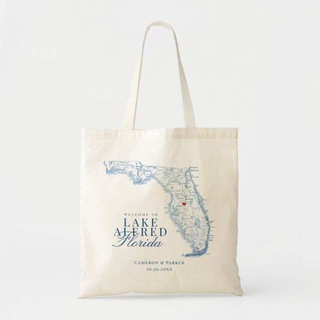 Tote Bag Elégant Lac Alfred Floride Mariage Bienvenue (Devant)