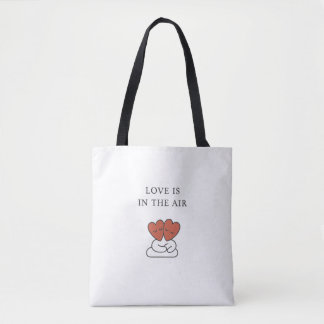 Tote Bag Elégant "L'amour est dans l'air" Coeurs de bras Fo