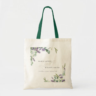 Tote Bag Élégant Lavande Eucalyptus Mariage de feuillage fe