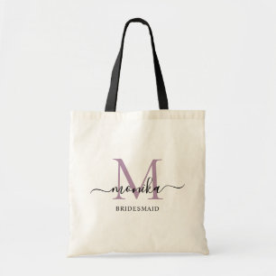 Tote Bag Élégant Lavande Personnalisé Nom Demoiselle d'Honn