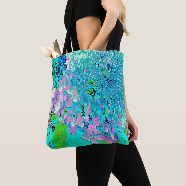 Tote Bag Élégant Limelight rose et bleu Hydrangea (De près)