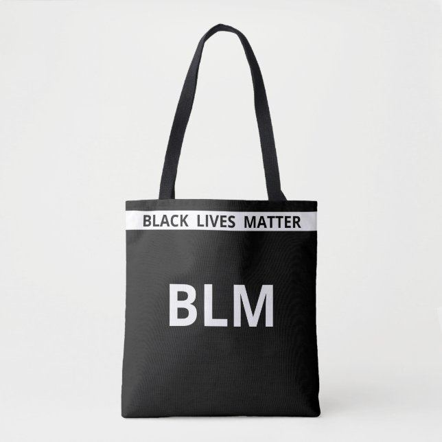 Tote Bag Elegant Lives Matt BLM Texte sur Noir & Blanc (Devant)