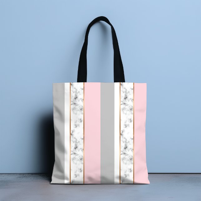 Tote Bag Élégant Marbre blanc gris rose (Créateur téléchargé)