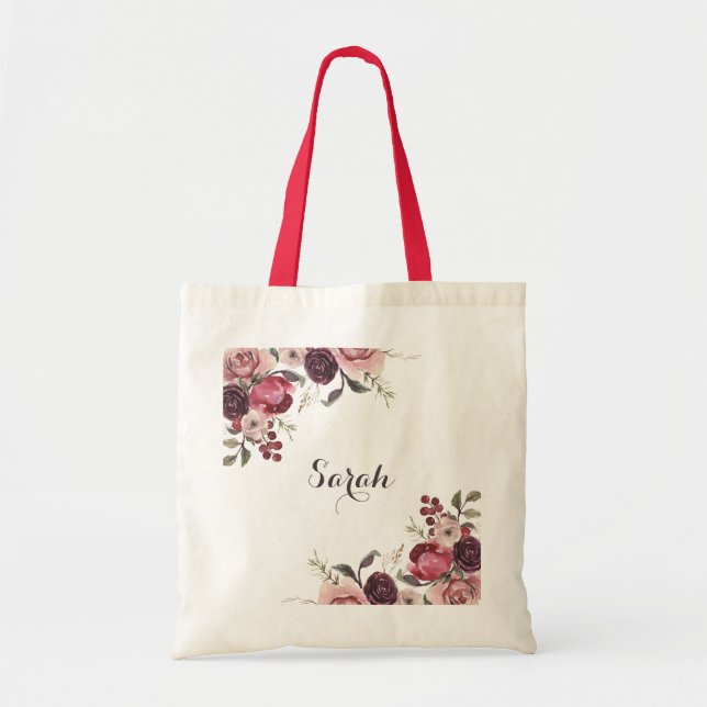 Tote Bag Élégant Mariage floral d'été de Bourgogne (Devant)