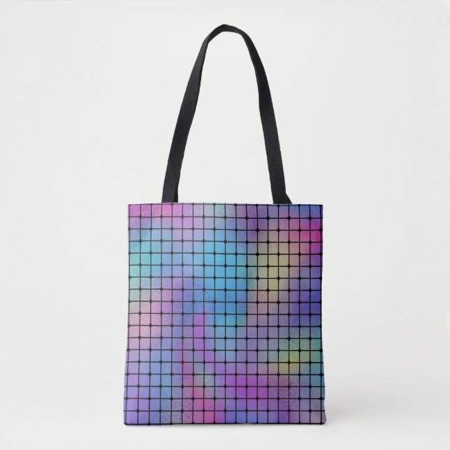 Tote Bag Elegant Modern Colorful Squares Tiles | (Devant)