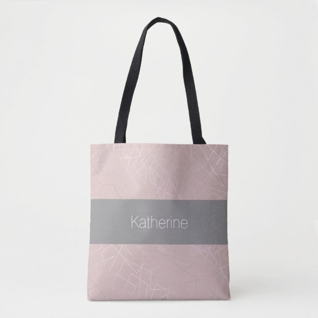 Tote Bag Élégant moderne argenté triangles géométriques ros (Devant)