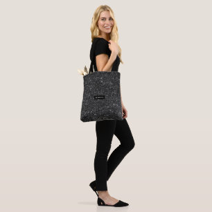 Tote Bag Élégant monogramme de Parties scintillant Black
