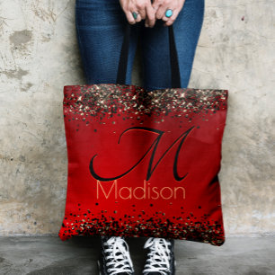 Tote Bag Élégant monogramme de parties scintillant en or no